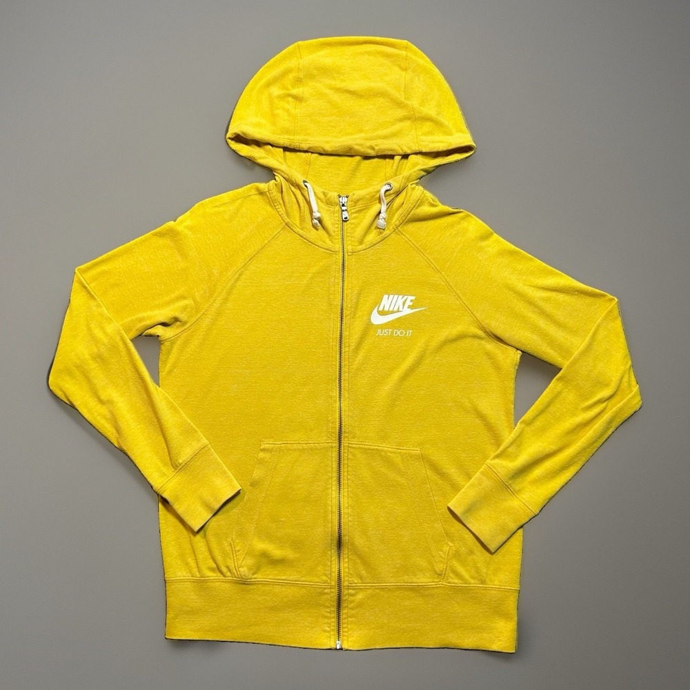 Nike Womens Gym Vintage Full-Zip Hoodie Varsity Maize Yellow Size Medium M